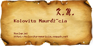 Kolovits Maurícia névjegykártya